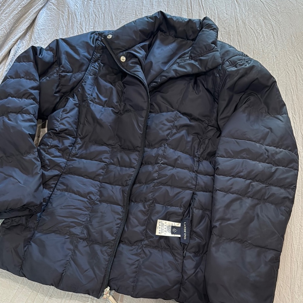 Lands End Reversible Navy Puffer Jacket